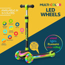 3-Wheel Kids Scooter with Multi-Color Lights on Deck & Wheels – 5-Height Adjustable Handlebar, Wide Anti-Slip Deck, Child Safety Certified, Boys & Girls Ages 3+ Supports Up to 150 lbs by TinyTreasures Baby Boutique