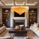 30" Modern Dining Room Chandeliers, 13-Light Amber Crystal Chandeliers, Dimmable Blown Glass Chandelier for Living Room, Round Glod Large Chandelier for High Ceiling, Bedroom, Entryway, Staircase by CozyNest Decor