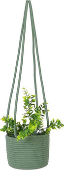 Hanging Planter Basket Jute Rope Woven Plant Hangers Indoor Hanging Plant Holder Up to 7" Pot Macrame Modern Storage Organizer Home Decor (Green)