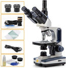 SWIFT Trinocular Compound Microscope SW350T,40X-2500X Magnification,Siedentopf Head,Research-Grade,Two-Layer Mechanical Stage,1.3mp Camera and Software Windows and Mac Compatible by TinyTreasures Baby Boutique