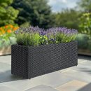 LEWIS&WAYNE Large Rectangular Block Planter Box Handmade Wicker Tall Planters for Outdoor Plants with Removable Liners Modern Planter for Indoor Outdoor Patio Deck - Black, 36''x12''x16'' by CozyNest Decor