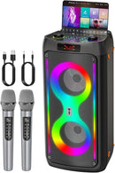 Karaoke Machine for Adults, Portable Bluetooth Speaker with 2 Wireless Microphones, PA System with Disco Lights for Big Party, Outdoor, Supports USB/TF/REC/FM/AUX, Ideal Gifts for Family, Music Lover by TinyTreasures Baby Boutique