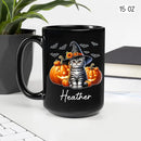 Customized American Shorthair Wearing Witch Hat Cup, Personalized Name American Shorthair Coffee Mugs, Cat with Pumpkins Ceramic Cups, Cat Halloween Black Mug 11oz 15oz, Gift for Halloween by TinyTreasures Baby Boutique