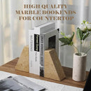 Marble Bookend for Heavy Books, Decorative Bookends for Shelves, Durable and Heavy-Duty Book End for Hardback Book & CDS, Unique Book Stopper & Holder, Pearlly Yellow, Set of 2 by CozyNest Decor