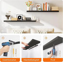 HOOBRO Floating Shelves for Wall, Wall Mounted Shelf Set of 2, 47.2" Hanging Shelf with Invisible Brackets, for Wall in Bathroom, Bedroom, Toilet, Kitchen, Living Room, Office, Black BK120BJP201 by CozyNest Decor