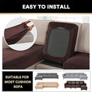 PrinceDeco Sectional Couch Covers 4 Pieces Velvet Separate Couch Cushion Covers L Shape for Left/Right Chaise Sectional Couch with Elastic Bottom (3 Seater + 1 Chaise,Brown) by CozyNest Decor