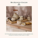 MACKENZIE-CHILDS Enamel Garden Pot, Decorative Pot for Plants, Outdoor Flowerpot Decor, Small, Brown-and-White Mocha Check by GreenHaven Gardens