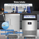 Commercial Ice Maker Machine 350 LBS/24H, 136 Ice Trays Freestanding & Undercounter Ice Machine Stainless Steel with 60 LBS Ice Storage Capacity, Ice Maker with Water Line and Filter, Dual Water Inlet by CozyNest Decor