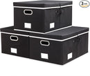 PRANDOM Storage Boxes with Lids [3-Pack] Fabric Collapsible Storage Bins Organizer Containers Baskets Cube with Cover for Home Bedroom Closet Office Nursery Black（23.4X15.9X11.5 by TinyTreasures Baby Boutique