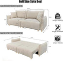 Convertible Sofa Bed, 90" Full Size Sleeper Sofa with Storage, Tufted Chenille 3 Seat Sofa Couches for Living Room, Small Spaces, Guest Room, Apartment, Beige by CozyNest Decor