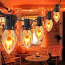 C7 Christmas Flicker Flame String Lights, 25Ft C7 Outdoor Christmas Decorations String Lights with C7 Clear Flicker Flame Bulbs, Hanging Patio Lights for Christmas Halloween Party Garden Porch-Black by GreenHaven Gardens