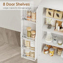 51" Kitchen Pantry Cabinet, Metal Storage Cabinet with 3 Adjustable Layer Shelves, 8 Door Shelves, Buffet Sideboard for Living Room, Kitchen, White by CozyNest Decor