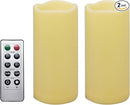 iZAN 2 PCS Outdoor Flameless LED Pillar Candle with Remote & Timer - Long Lasting Waterproof Flickering Battery Operated Electric Candle for Christmas Lantern Party Wedding Decoration 3"x7" by GreenHaven Gardens