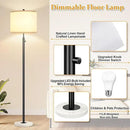 Nintiue Dimmable Floor Lamp for Living Room, 11W LED Bulb Included, Modern Standing Lamp with Marble Base, Tall Pole Light with White Linen Shade for Bedroom Reading Office Corner Nursery-Black by CozyNest Decor