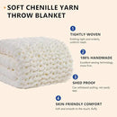 L'AGRATY Chunky Knit Blanket Throw: 80''x90'' Chenille Chunky Knitted Throw Blanket for Bed Couch - Handmade Thick Big Cable Knit Blanket - Large Chunky Crochet Blanket for Home Decor(Cream White) by CozyNest Decor