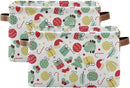 Christmas Storage Basket Tree Candy Canes Socks and Gift Storage Bins Organizer Bag Collapsible Closet Shelf Baskets Cube with handle for Baby Cloth Pet Toy Book 14.2×10.2×8.3 IN by TinyTreasures Baby Boutique