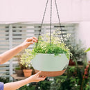 2 Pack Hanging Planters for Indoor Outdoor Plants, 12 Inch Self Watering Hanging Pot with Drainage Holes and Saucer, Plastic Plant Pots, Green Brown Flower Pots for Kitchen, Balcony, Garden by CozyNest Decor