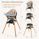 BABY JOY Baby High Chair, 6 in 1 Convertible Wooden High Chair for Babies & Toddlers with Adjustable Legs, Double Removable Tray, Safety Harness & Waterproof PU Cushion (Coffee) by TinyTreasures Baby Boutique