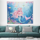 HZOHNAGO Mermaid Girls Tapestry Watercolor Mermaid Princess Pattern Printed Wall Tapestry Wall Hanging for Bedroom Living Room Dorm 60" W x 50" H by CozyNest Decor