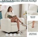 Swivel Rocker Recliner, Oversized Boucle Glider Recliner Nursery, Manual Swivel Rocking Reclining Chairs with Removable Cushion and Lumbar Support for Nursery Living Room Bedroom, Teddy White by TinyTreasures Baby Boutique