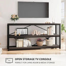 LVB 3-Tier Rustic Console Table, Extra Long Entryway Table with Storage, Industrial Skinny Wood Metal Sofa Table with Shelf, Modern Narrow Hallway Table for Foyer Living Room Bedroom, Dark Gray, 70 In by CozyNest Decor