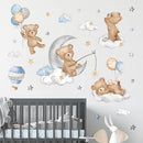 decalmile Bear Sleeping on The Moon Wall Decals Hot Air Balloon Animals Clouds Wall Stickers Baby Nursery Kids Bedroom Playroom Wall Decor by TinyTreasures Baby Boutique