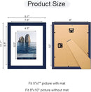 8x10 Picture Frame Set of 4, 8 x 10 Wood Photo Frames with Mat for 5x7, Natural Wooden Frame with Real Glass Cover for Wall and Tabletop Display,Blue by CozyNest Decor