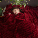 NEWCOSPLAY Super Soft King Blanket Red Premium Silky Flannel Fleece 3D Clouds Stylish Jacquard Lightweight Bed Blanket All Season Use 350GSM (Red, King(90"x110")) by CozyNest Decor