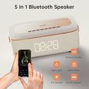 LOVME Alarm Clock Bluetooth Speaker for Bedroom, Bluetooth Stereo Sound Speaker, Fast 15W Wireless Charger, Dimmer, Night Light for Heavy Sleepers, Gift Set, Bedside(Khaki) by TinyTreasures Baby Boutique