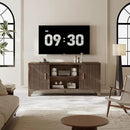 Tall Mid Century Modern TV Stand for 55/65 Inches Television, TV Console with Fluted Doors and Storage, Entertainment Center for Living Room and Bedroom, Dark Brown by CozyNest Decor