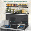 LUCYCAZ 4 Pack Wall Mounted Spice Rack with 16 Hooks, Spice Organizer Shelf for Stove Cabinet Pantry Door,Screw or Adhesive Spice Shelf Hanging Wall Spice Rack in Kitchen and RV (Black, 4 PACK) by CozyNest Decor
