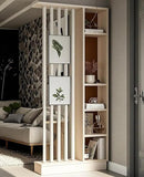 Wall Room Divider, Storage Cabinet Storage Display with Shelves, Modern Freestanding Wood Room Divider Screen, Wall Privacy Screens for Home Office Decorative (Beige+White,31.5" L x 9.5" W x 79.5" H) by CozyNest Decor