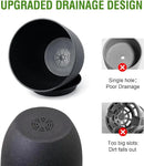 12/10/9 inch Big Flower Pots, 3 Pack Modern Decorative Plastic Planters with Drainage Holes and Tray, Plant Pots for Indoor Outdoor Plants, Black by CozyNest Decor