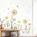 Dandelion Flower Butterfly Wall Decals Gold Dandelion Plants Floral Wall Stickers Peel and Stick Vinyl Wall Art Decor for Living Room Bedroom Office TV Sofa Backdrop Home Decor Gifts for Mom by CozyNest Decor
