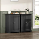 ChooChoo Bathroom Floor Cabinet, Modern Bathroom Storage Cabinet with 2 Doors and Adjustable Shelves, Freestanding Cupboard for Living Room, Black by CozyNest Decor
