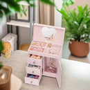 Vlando Musical Jewelry Box with Spinning Ballerina, Girls’ Jewelry Organizer for Necklaces Rings and Hair Accessories, Gift for Girls and Kids, Barely Pink by TinyTreasures Baby Boutique