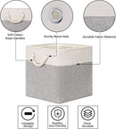 Bidtakay Fabric Basket Set - Large Square Organizer Bins, 13x13, Set of 3, White & Grey by TinyTreasures Baby Boutique