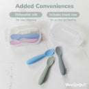 WeeSprout Baby Spoons for Self Feeding 6 Months +, Soft & Durable Silicone Utensils for Sensitive Gums & Teeth, Easy Grip Handles & Shorter Length for Little Hands, 3 Pack + Carrying Case by TinyTreasures Baby Boutique