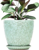 10 inch Plant Pots Ceramic Planter with Drainage Holes and Saucer for Multiple Plants, Indoor-Outdoor Garden Pots for Succulent, Orchid, and Flower by CozyNest Decor