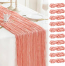 Sioloc 10 Pack Peach Coral Cheesecloth Table Runner Fall Autumn Decor for Home 10ft Table Cloth for Tea Wedding Birthday Party Baby Bridal Shower Halloween Thanksgiving by CozyNest Decor