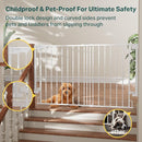 Cumbor 31.6-48" No Bottom Bar Baby Gate for Stairs, 2-in-1 Auto Close Dog Gate Indoor, Hardware Mounted Pet Gate for Doorways with Large Walk Thru Door, Child-Proof Safety Gate for Kids (White) by TinyTreasures Baby Boutique