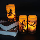 Halloween Real Wax LED Flameless Flickering Candles with 6H Timer, 3 Pcs Pillar Battery Operated Candle Sticks with Halloween Decal for Home Decor(3”x6”) by GreenHaven Gardens