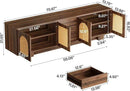 Tribesigns 70.9" TV Stand for TVs up to 80 Inches, Mid-Century Modern Entertainment Center with Storage and Drawers, Rattan Media Console TV Cabinet for Living Room, Bedroom, Walnut by CozyNest Decor