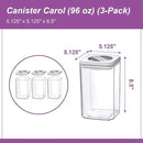 Amazing Abby - Carol - 96-Ounce Acrylic Canister (Set of 3), Plastic Airtight Food Container, Stackable for Pantry Storage, BPA-Free and Shatter-Proof, Perfect for Home and Commercial Use by CozyNest Decor