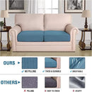 H.VERSAILTEX Super Stretch Individual Seat Cushion Covers Sofa Covers Couch Cushion Covers Slipcover Sets Thick Jacquard Textured Twill Fabric (2 Piece Medium Sofa Cushion Covers, Dusty Blue) by CozyNest Decor