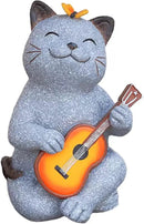 Cat Garden Statue Outdoor Decor, Cat Sculpture with Guitar and Butterfly for Yard Lawn Patio Balcony, Birthday Housewarming Gifts for Mom, Grandma, Women, 8.8 inch, Resin by CozyNest Decor