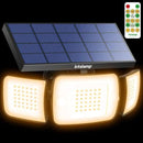 intelamp Solar Flood Lights Outdoor Waterproof, 6000mAh 1200LM Solar Powered Dual Motion Sensor LED Warm Lighting Dusk to Dawn Security Floodlight Exterior with Remote for Outside Garden House Patio by GreenHaven Gardens