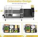 Dish Drying Rack, Expandable Stainless Steel Dish Rack with Drainboard Set Kitchen Sink Organizer for Counter, Large Capacity Kitchen Accessories, Smooth Water Flow by CozyNest Decor