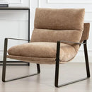 DUOMAY Mid-Century Accent Chair Armchair, Comfy Chenille Leisure Chair Lazy Chair with Brozen Metal Leg for Living Room Bedroom Office Apartment, Khaki by CozyNest Decor