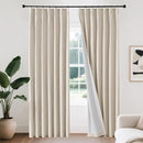 Joydeco Pinch Pleated Linen Curtains for Living Room, 100% Blackout Curtains 84 inches Long 2 Panel Thermal Insulated Pinch Pleat Drapes(Ecru,40'' Wx84'' L) by CozyNest Decor
